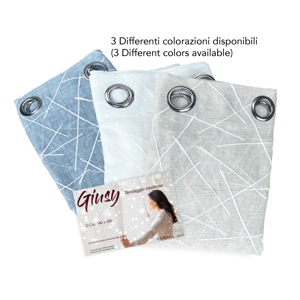 GIUSY zeitgenössischer Vorhang in der Unifarbe GREY cm. 140X280 verpackt