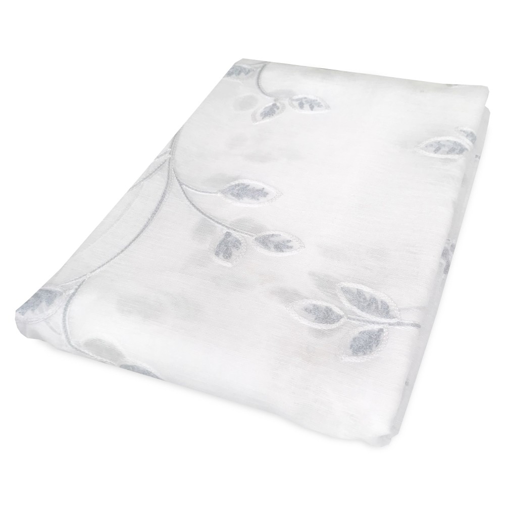 PAR DE CORTINAS DE CRISTAL DE HOJAS BORDADAS GRISES