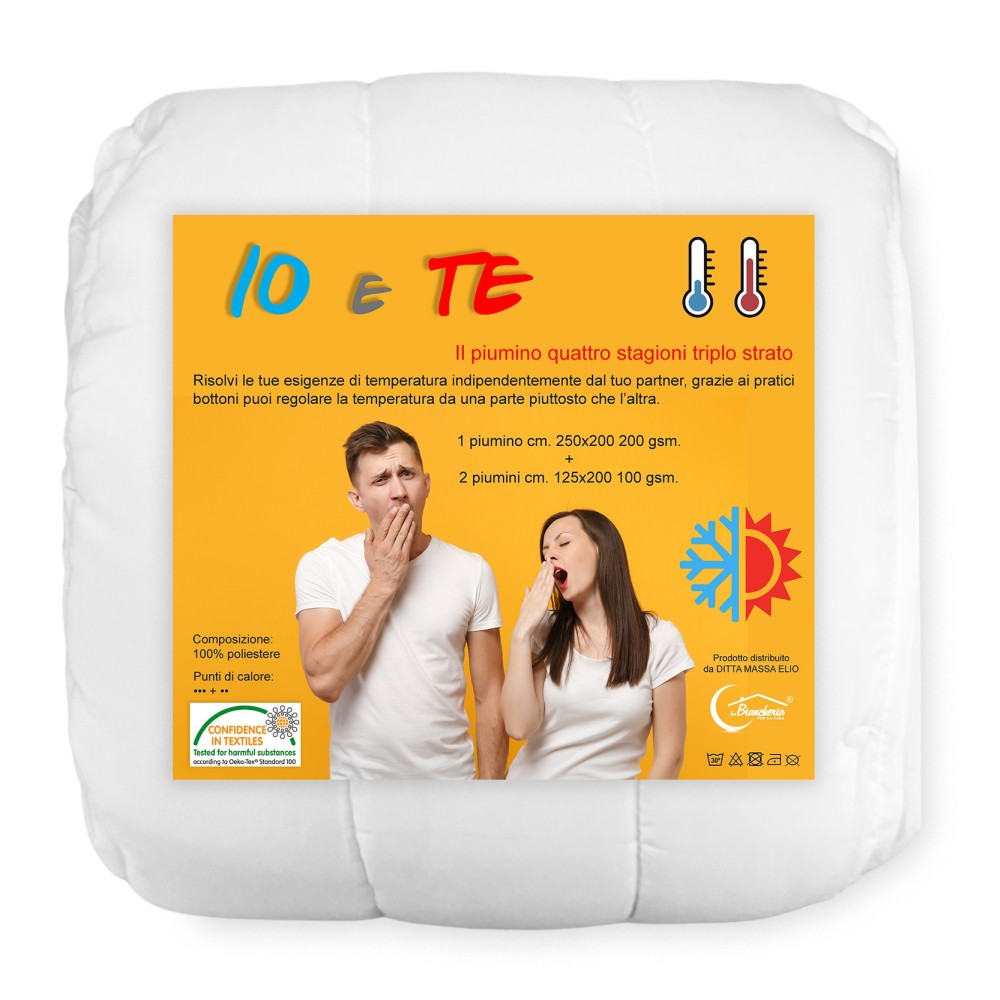 Plumífero suave de microfibra 4 ESTACIONES ideal © para ÉL y ELLA triple capa doble DOBLE cm. 250x200 milímetros