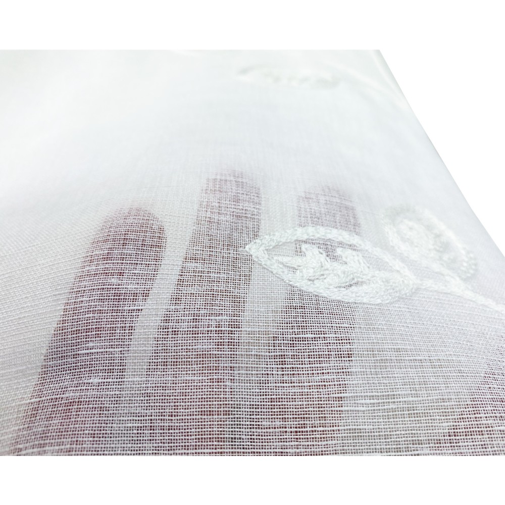 PAIR OF WHITE EMBROIDERED LEAF GLASS CURTAIN