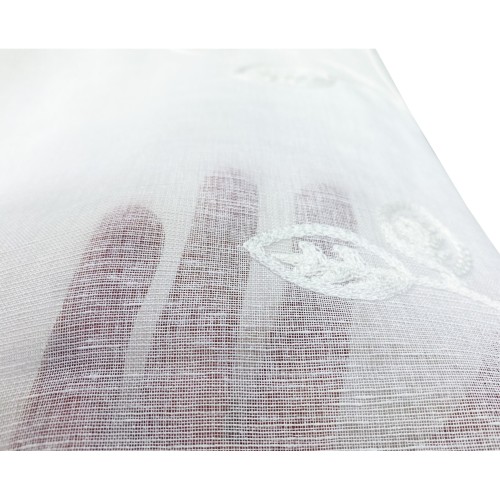 PAR DE CORTINAS DE VIDRIO DE HOJAS BORDADAS BLANCAS