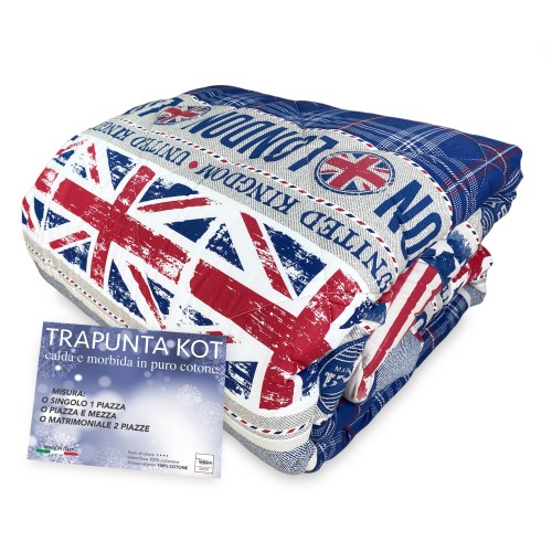 KOT © QUILT ENGLISCHE FLAGGE ENGLAND FLAGGE MADE IN ITALY REINE BAUMWOLLE