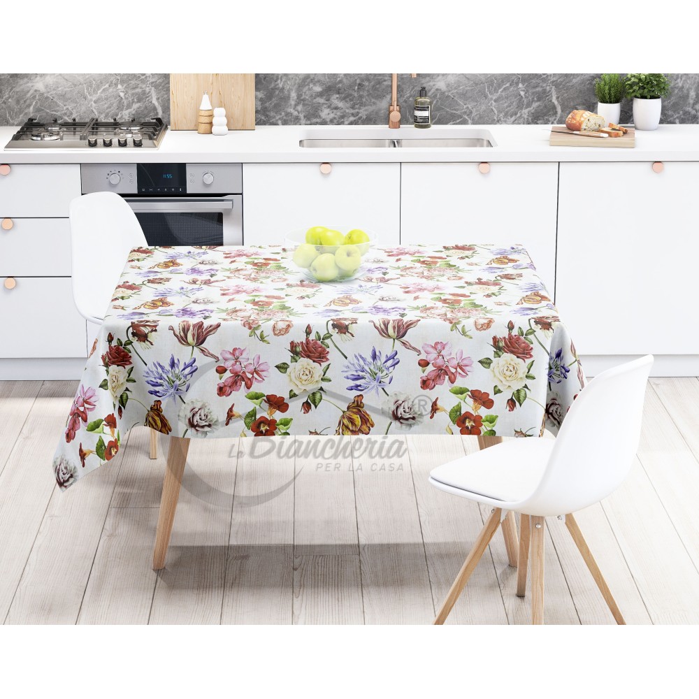 TOVAGLIA LIMA © in TELA CERATA plastificata LAVABILE idrorepellente in PVC FIORI made in Italy