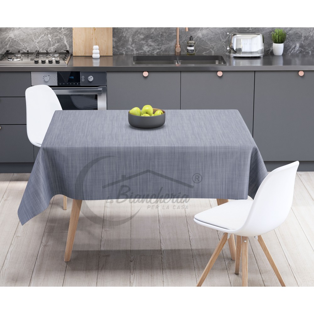 TOVAGLIA LIMA © in TELA CERATA plastificata LAVABILE idrorepellente in PVC UNITO GRIGIO made in Italy