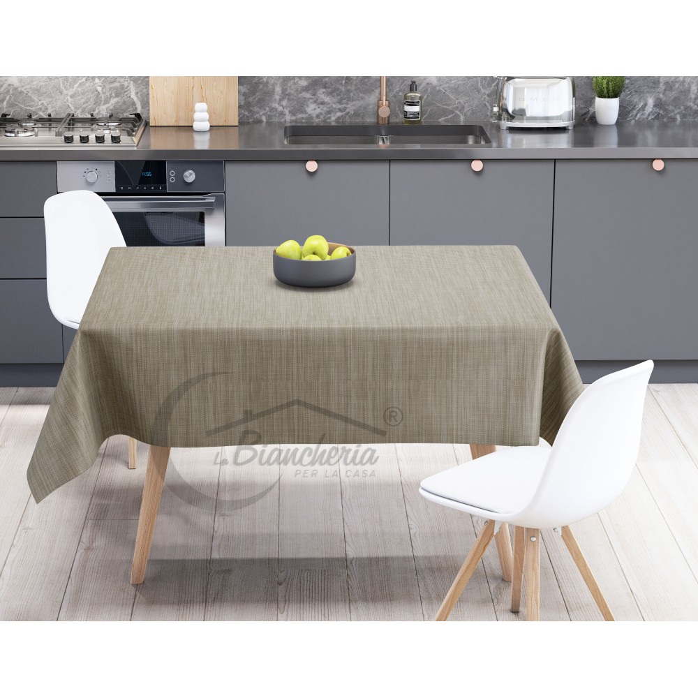 LIMA © TISCHDECKE aus wasserabweisendem, kunststoffbeschichtetem, gewachstem Canvas aus BEIGE UNITED PVC made in Italy
