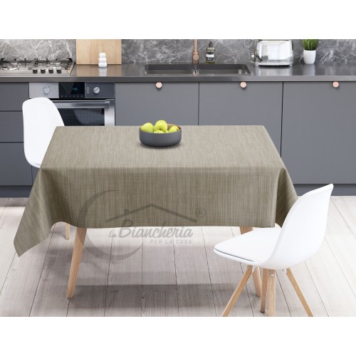 LIMA © TABLECLOTH in water-repellent plastic-coated waxed canvas in BEIGE UNITED PVC made in Italy