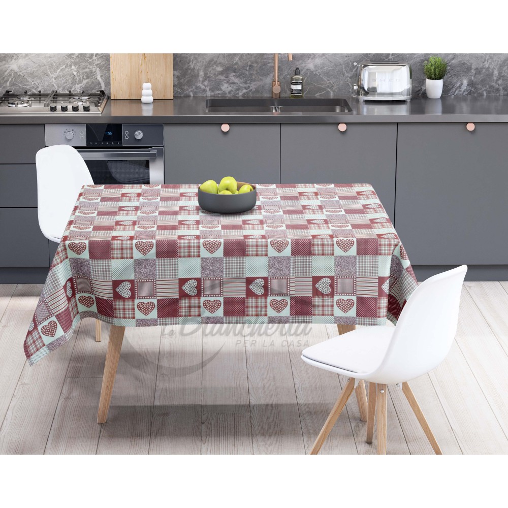 NAPPE LIMA © en TOILE DE MAZOUT plastifiée hydrofuge EN PVC CUORE ROSSO fabriqué en Italie