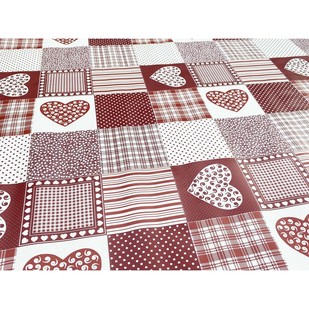 TOVAGLIA LIMA © in TELA CERATA plastificata LAVABILE idrorepellente in PVC CUORE ROSSO made in Italy