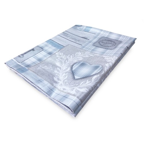 TOVAGLIA LIMA © in TELA CERATA plastificata LAVABILE idrorepellente in PVC TIROLESE shabby cuore grigio made in Italy