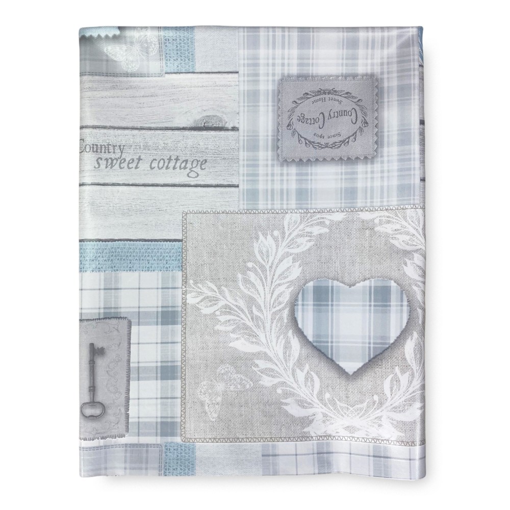 TOVAGLIA LIMA © in TELA CERATA plastificata LAVABILE idrorepellente in PVC TIROLESE shabby cuore grigio made in Italy