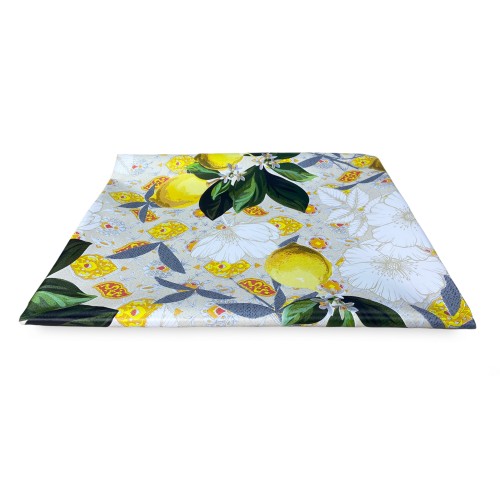 TABLECLOTH LIMA © in water-repellent plastic-coated waxed canvas in PVC LEMONS made in Italy