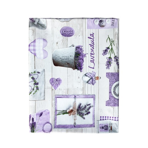LIMA © TISCHDECKE aus wasserabweisendem, kunststoffbeschichtetem, gewachstem Canvas aus LAVENDER PVC made in Italy