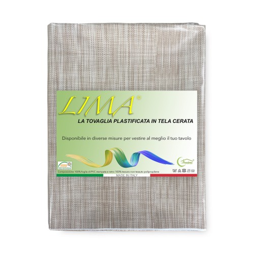 LIMA © TABLECLOTH in water-repellent plastic-coated waxed canvas in BEIGE UNITED PVC made in Italy