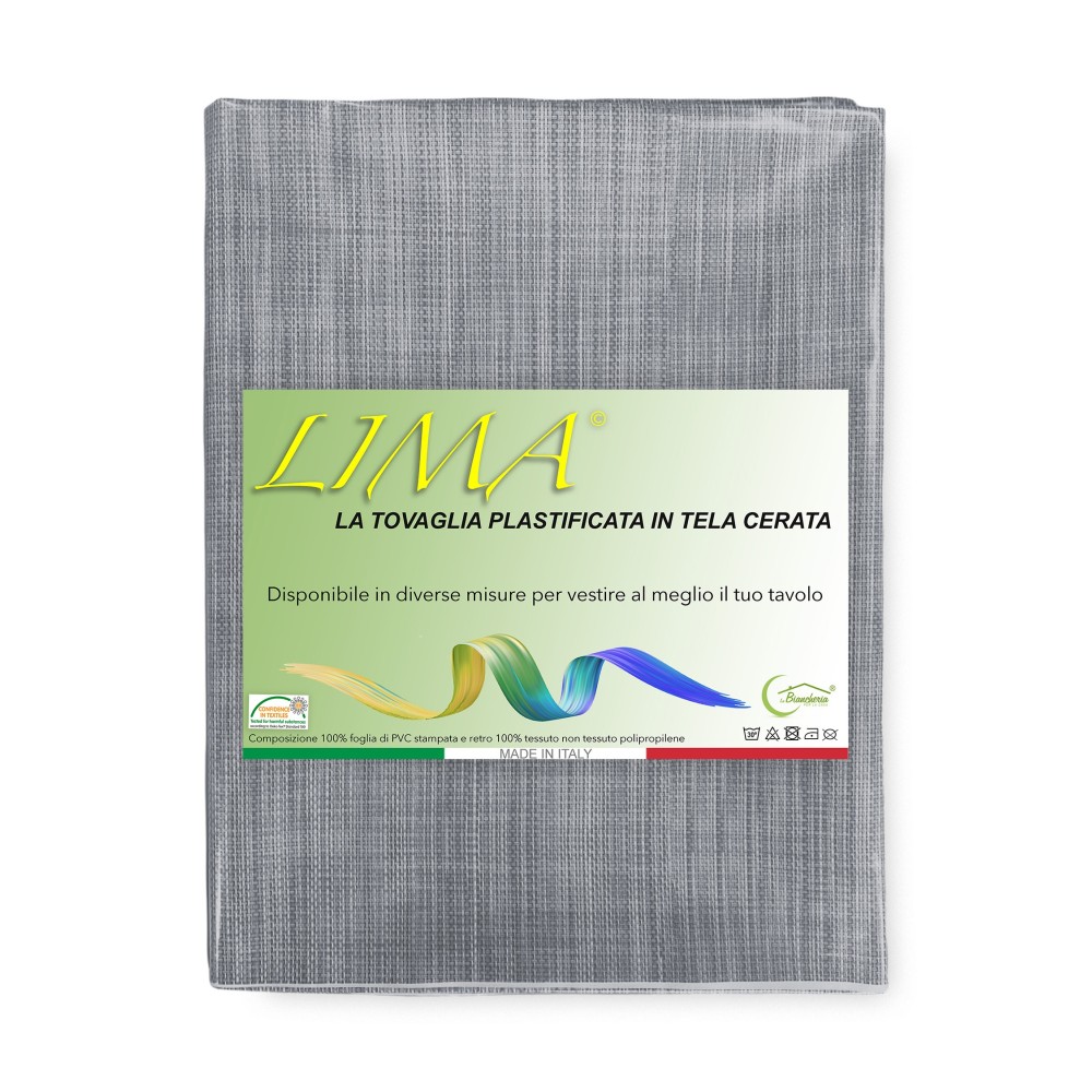 NAPPE LIMA © en OLELLETTE plastifiée lavable hydrofuge en PVC UNITO GRIGIO fabriqué en Italie