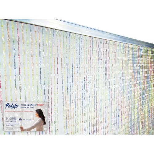 TENDA PABLO © a PERLINE anti insetti MULTICOLORE in PVC antirumore con asta in METALLO