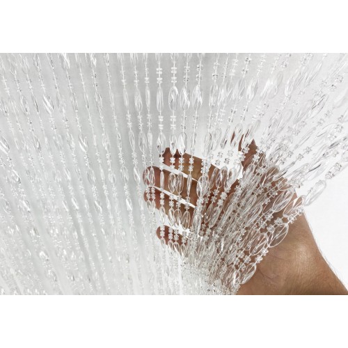 PABLO © TRANSPARENT anti-insect BEADED curtain in anti-noise PVC with METAL rod