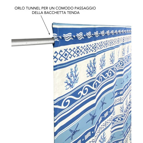 MODERN glass curtain 45 or 60 or 80 wide GREECE BLUE Made in Italy
