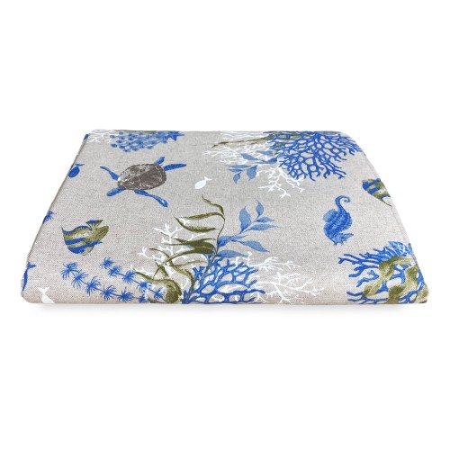 FURNISHING COVER GRAN SCARF bedspread sofa cover DORY fabric TURTLES and CORALS blue