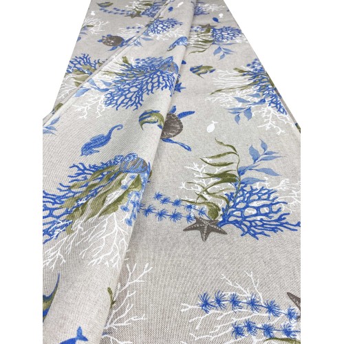 SERVIETTE HOUSSE DE MEUBLE GRAN SCARF couvre-lit CANAPÉ HOUSSE tissu DORY TORTUES et CORAUX bleu