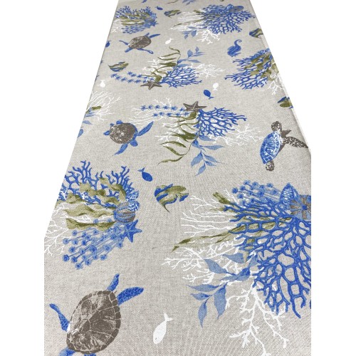 SERVIETTE HOUSSE DE MEUBLE GRAN SCARF couvre-lit CANAPÉ HOUSSE tissu DORY TORTUES et CORAUX bleu