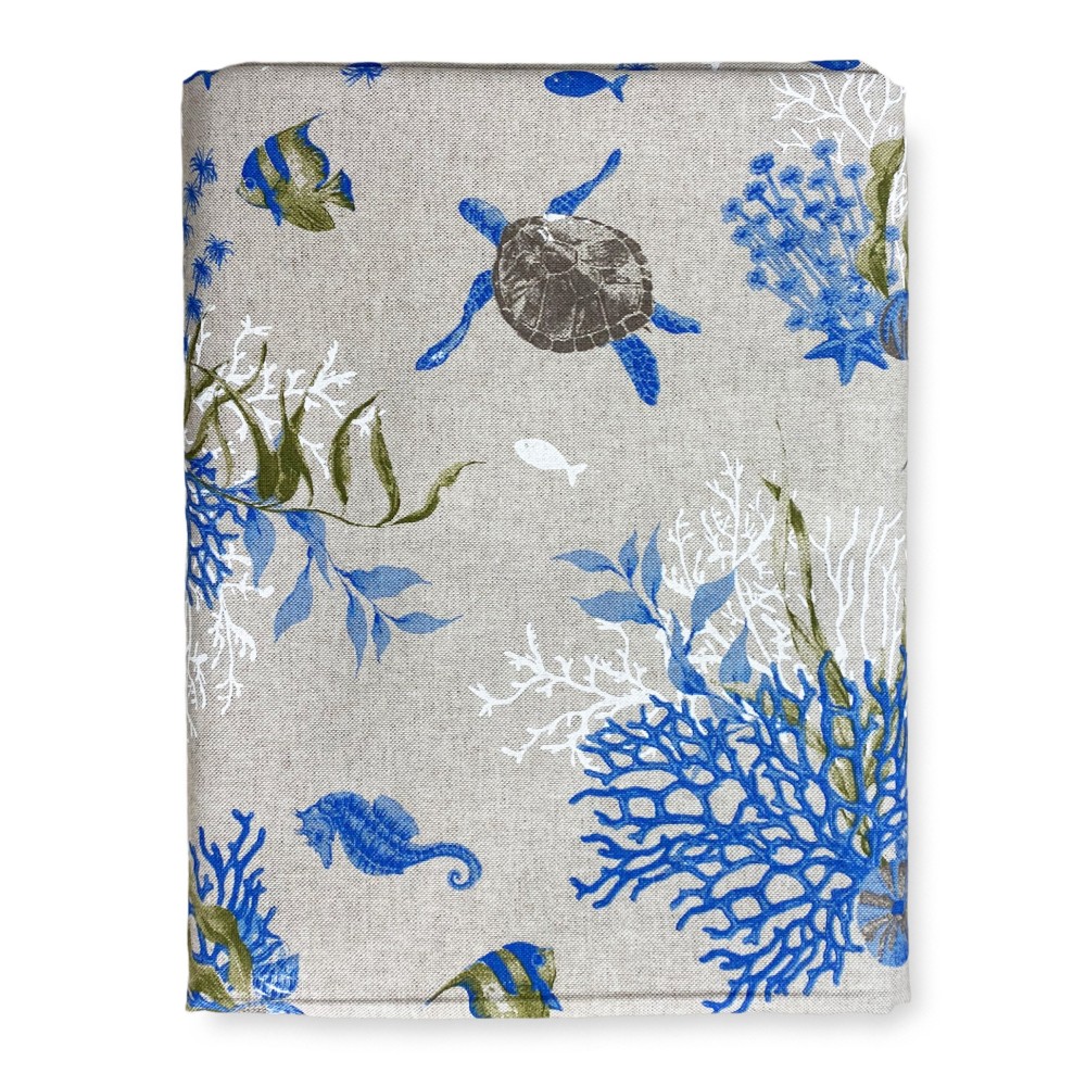 FURNISHING COVER GRAN SCARF bedspread sofa cover DORY fabric TURTLES and CORALS blue
