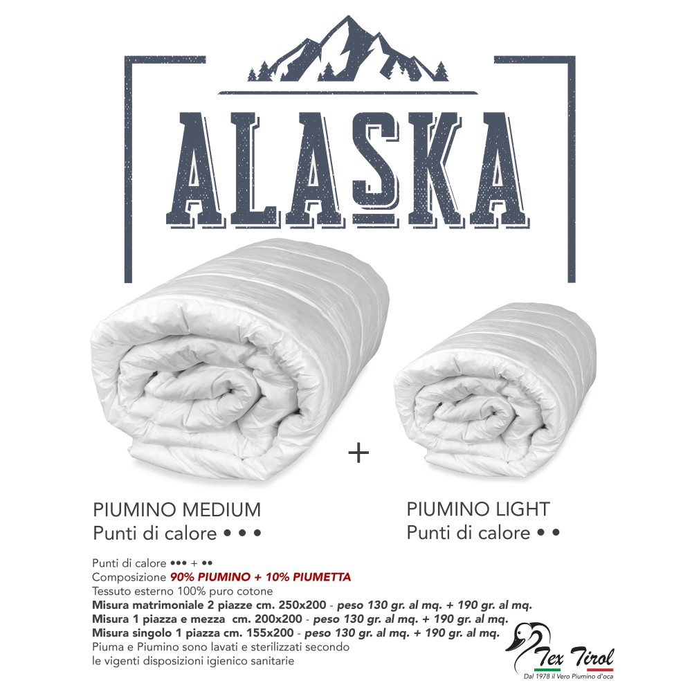 PIUMINO d'oca ALASKA 4 stagioni 90% PIUMINO OCA / 10% PIUMA OCA tutte le misure