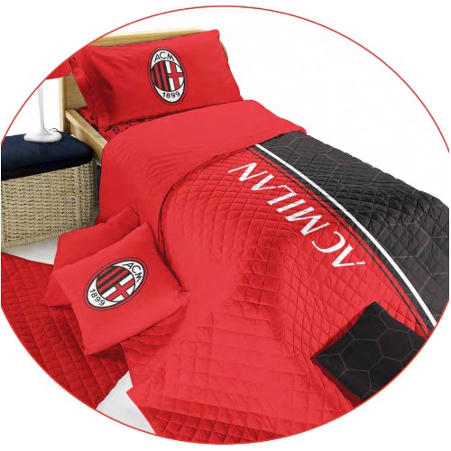 Couvre-lit simple A. C. Milan original légèrement matelassé