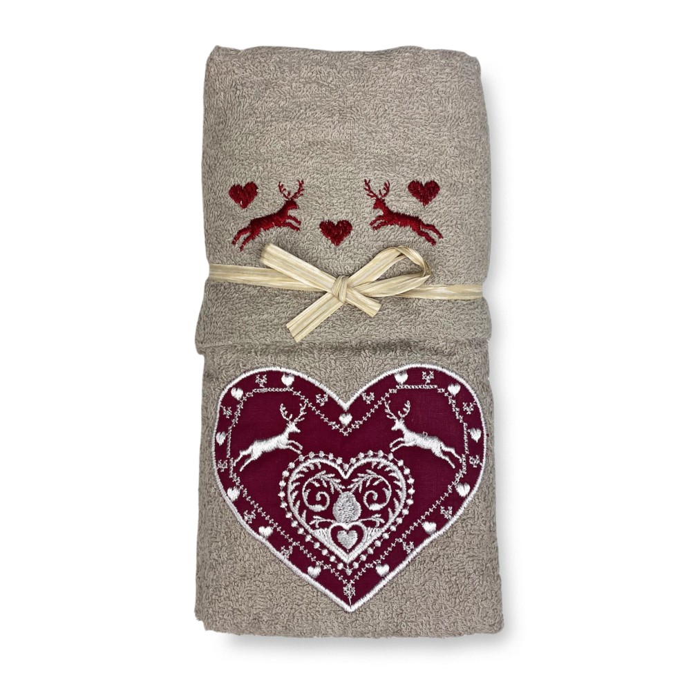 ENSEMBLE DE SERVIETTES TYROL TYROLIEN COEUR CERF colombe gris