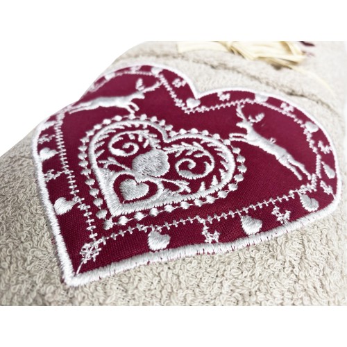 TOWEL SET TYROLEAN TYROL HEART DEER TAUPE