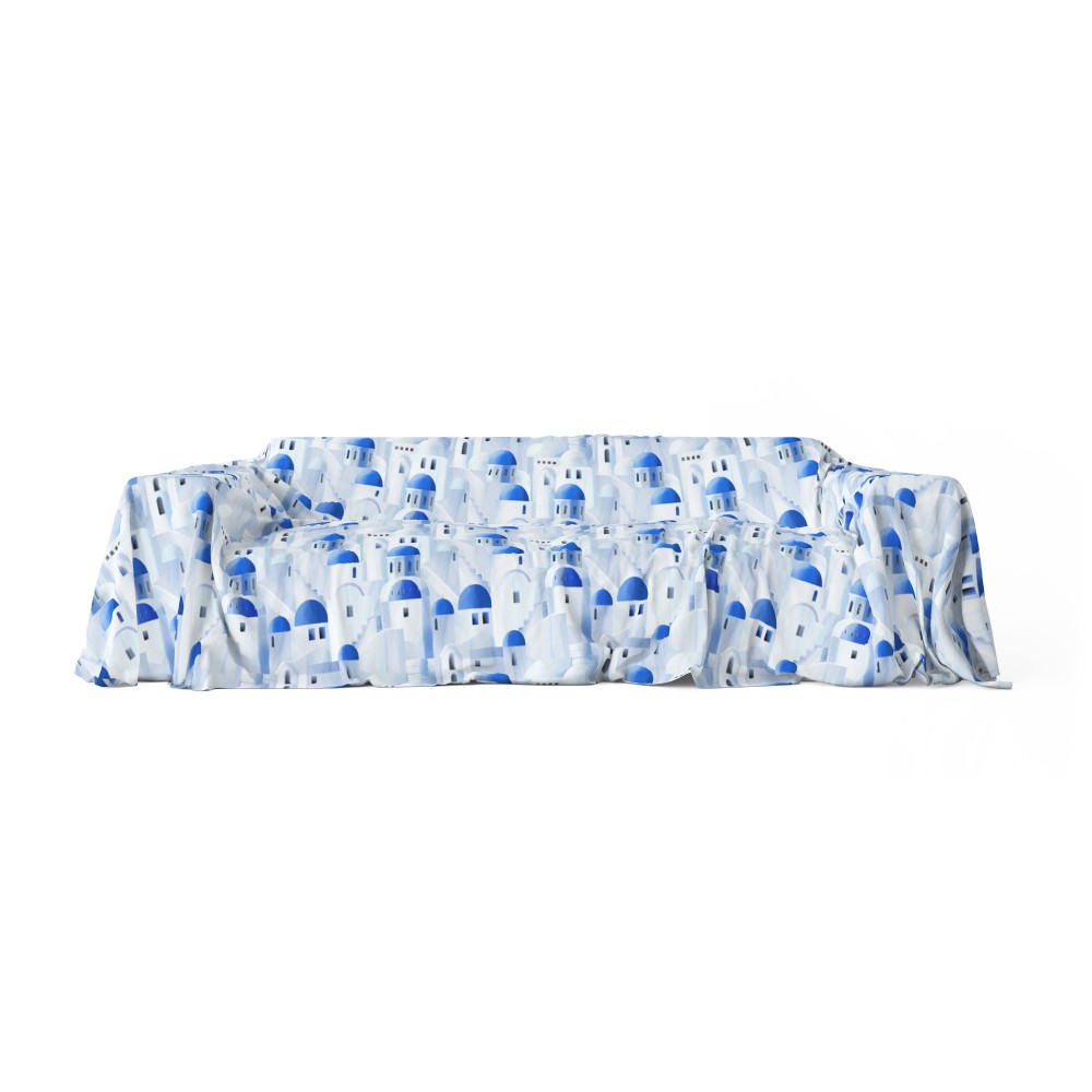 SERVIETTE HOUSSE DE MEUBLE GRAN SCARF BEDSPREAD housse de canapé SANTORINI bleu