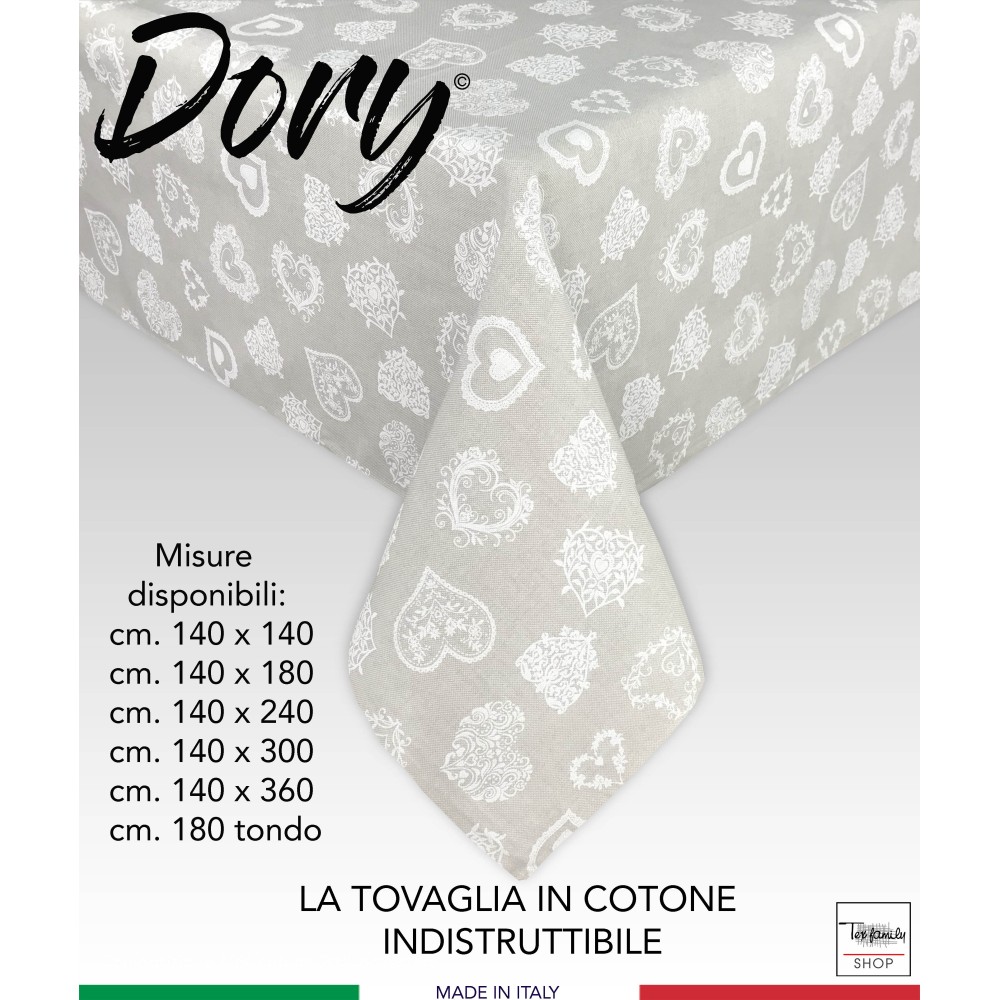 TOVAGLIA DORY tirolese CUORE BIANCO in cotone
