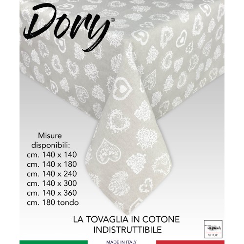 MANTEL TIROLÉS DORY CORAZÓN BLANCO en algodón