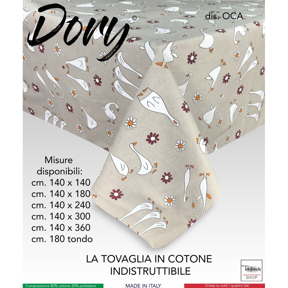 DORY GOOSE TABLECLOTH geese OCHETTE in cotton