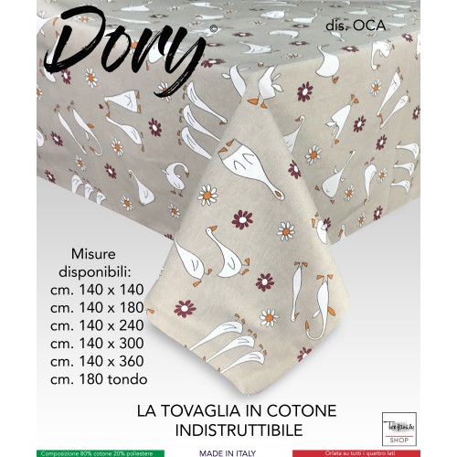 DORY GOOSE TABLECLOTH geese OCHETTE in cotton