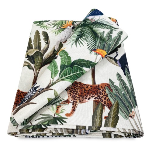 Mantel de algodón con diseño JUNGLE hecho en Italia