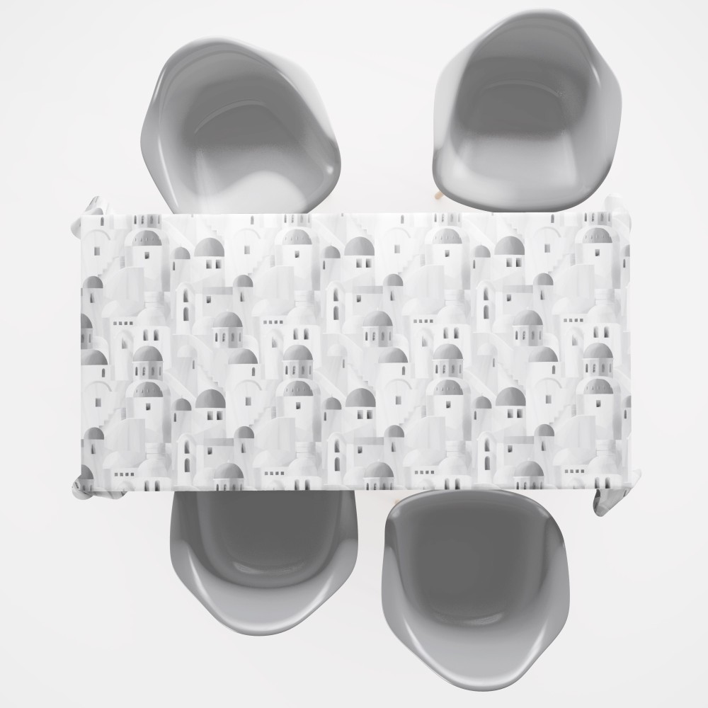 COTTON TABLECLOTH with grey SANTORINI design made in Italy