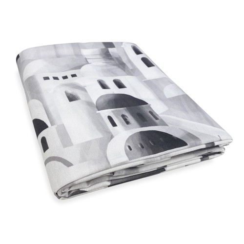 COTTON TABLECLOTH with grey SANTORINI design made in Italy