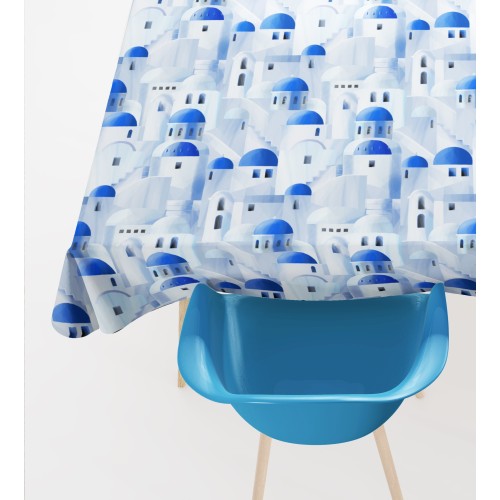 TOVAGLIA in COTONE disegno SANTORINI blu made in Italy