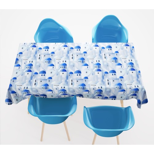 NAPPE EN COTON design SANTORINI bleu made in Italy