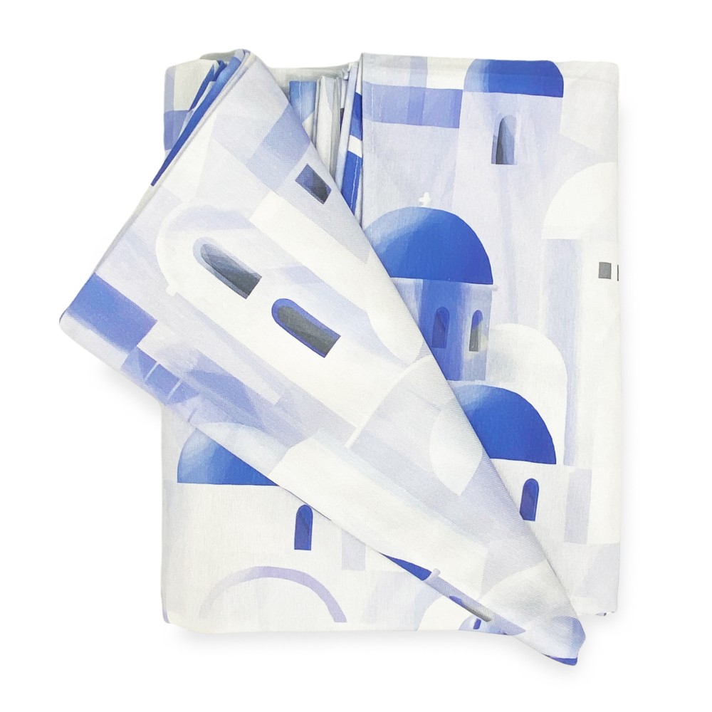 TOVAGLIA in COTONE disegno SANTORINI blu made in Italy