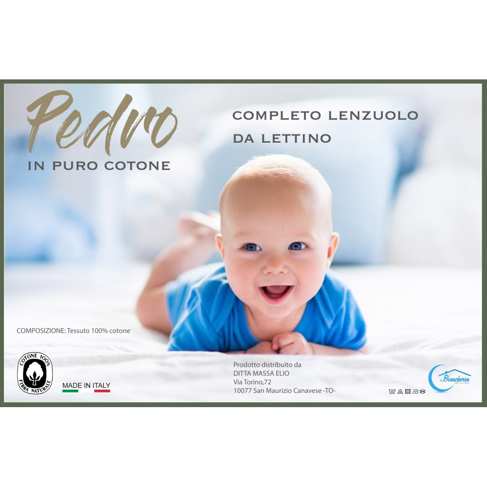 DRAP PEDRO COMPLET pour lit BÉBÉ en coton pur de couleur unie
