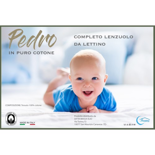 COMPLETO LENZUOLO PEDRO per lettino BAMBINO in tinta unita puro cotone