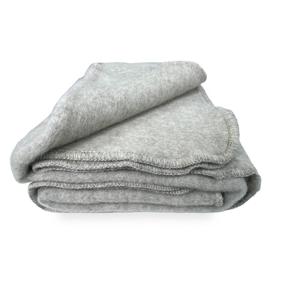 ICELAND BLANKET in genuine pure virgin WOOL soft and warm GREY Melange
