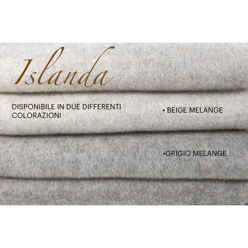 ICELAND BLANKET en vraie laine vierge pure douce et chaude BEIGE Melange