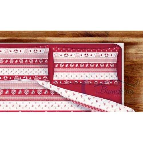 COMPLETO lenzuolo TIROLESE dis. TIROLO in puro cotone Made in Italy