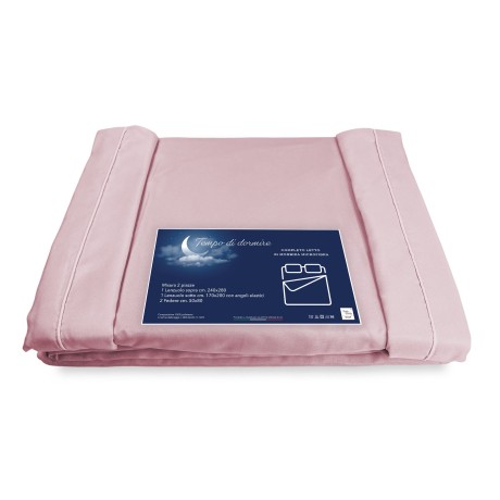 COMPLETO LENZUOLO in morbida microfibra TINTA unita ROSA Matrimoniale 2 PIAZZE no stiro 2