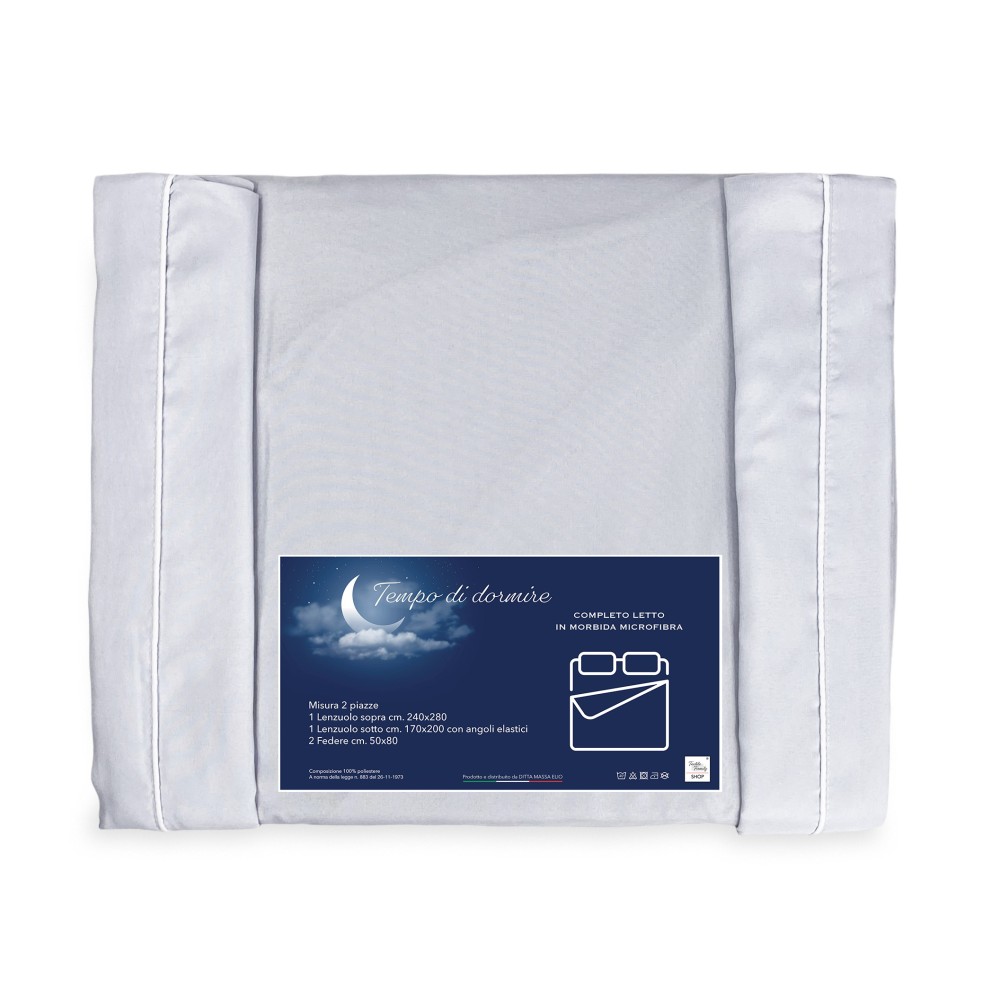 LAKEN-SET aus weicher Mikrofaser EINFARBIG perlgrau Double 2 SQUARES ohne Bügeleisen