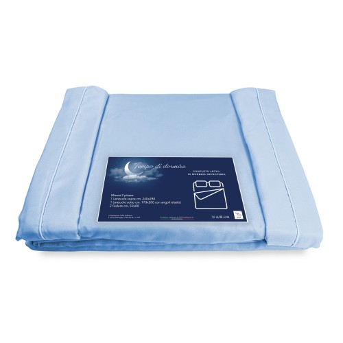 LAKEN-SET aus weicher Mikrofaser SOLID BLUE 2-QUADRATISCHES Doppelbett ohne Bügeleisen