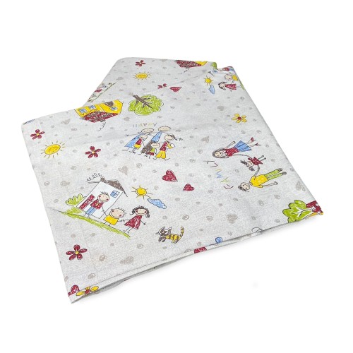 HOUSSE DE COUETTE MARIONNETTES ENFANTS garçons FAMILLE en pur coton