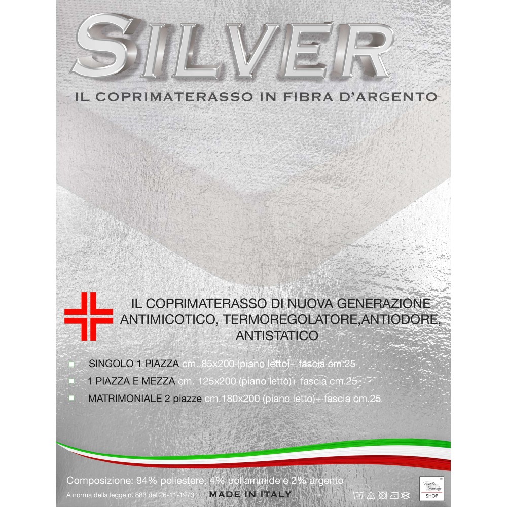 SILVER SILVER FIBER MATTRESS TOPPER Made in Italy